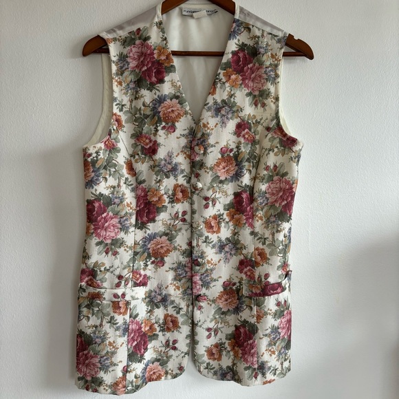 Vintage 90s Floral Vest Blouse - Picture 2 of 5